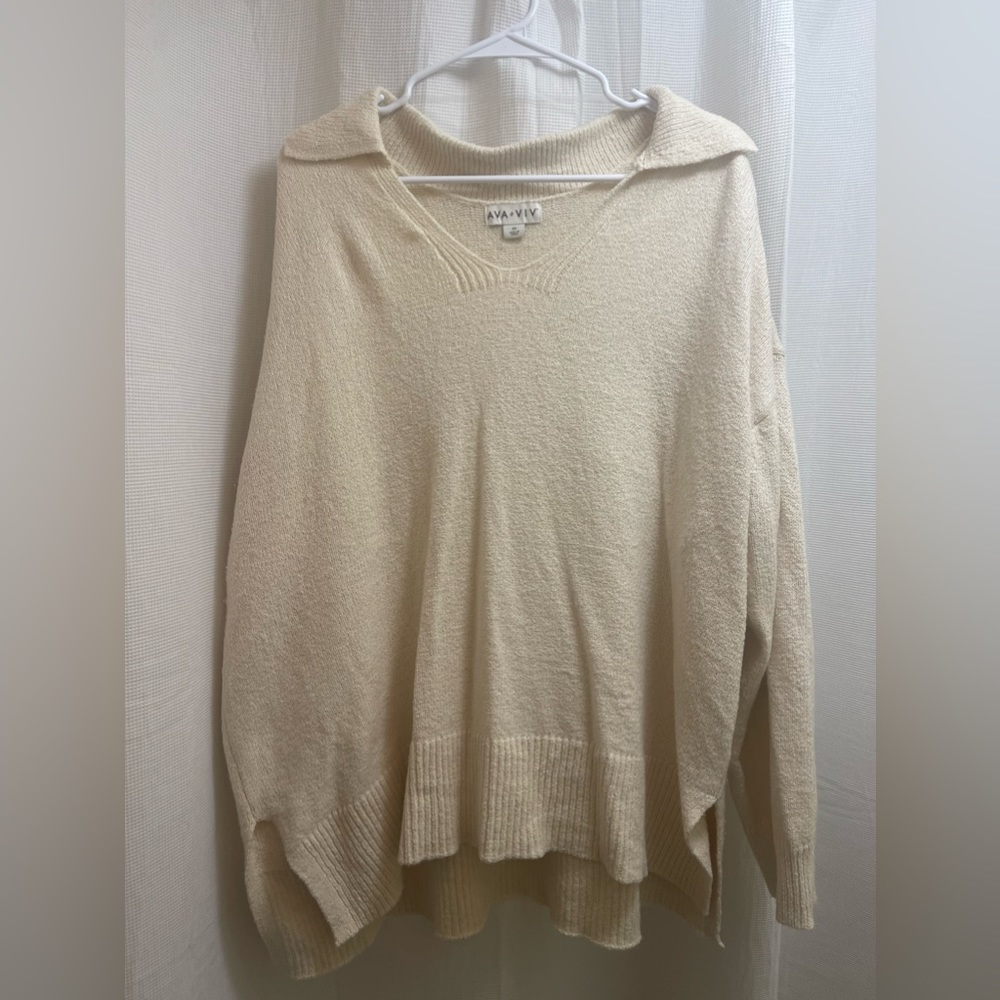 Cream v neck sweater